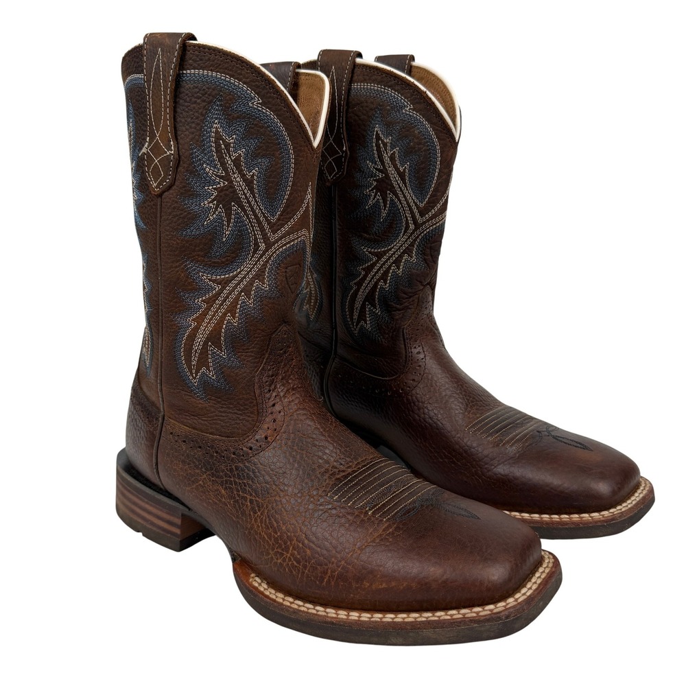 Ariat Quickdraw 10006714 Men's 8D Brown Leather Square Toe Cowboy Boots